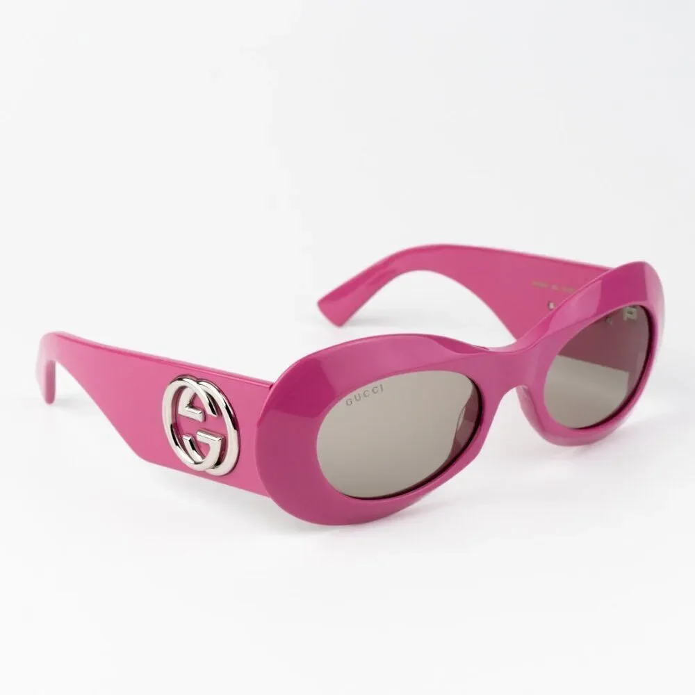 NEW Gucci GG1696S 004 Fuchsia Pink Grey Women Oval Sunglasses GG 1696S - Picture 3 of 10